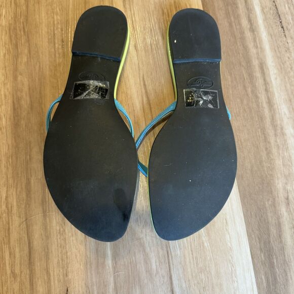Vintage Dockers Bee Thong Sandals Lime Green Blue Y2K Retro Preppy Women 7-7.5 - Picture 8 of 10